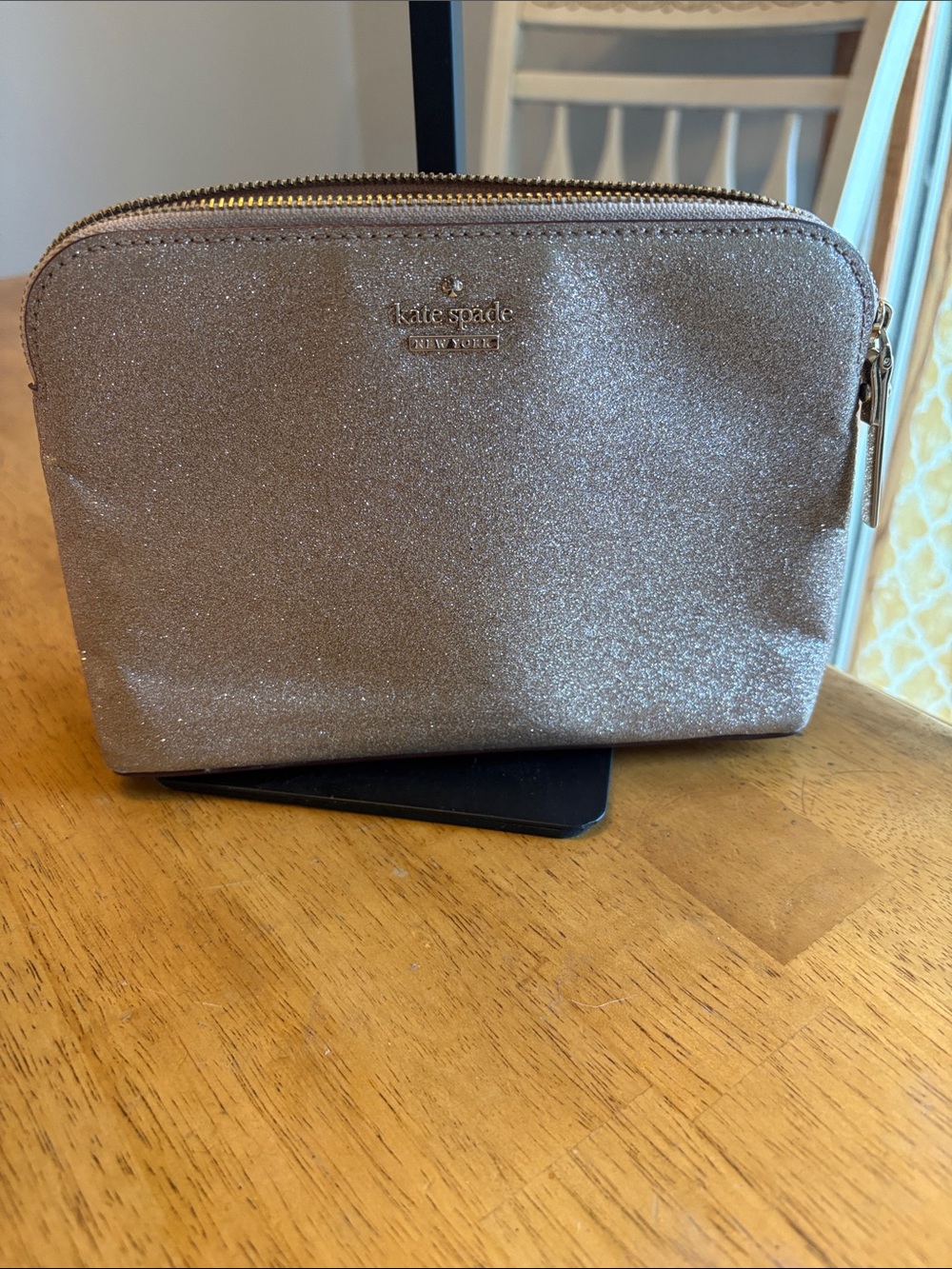 kate spade Glitter Cosmetic Pouch - Champagne Sparkle